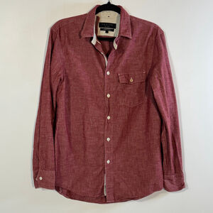 Rag & Bone Red Casual Button Down Shirt Men’s Small Cotton Long Sleeve Pocket